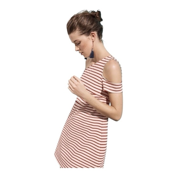 Maeve by Anthropologie Marketa Cotton Striped One-Shoulder Dress. Size Medium. - Picture 3 of 11